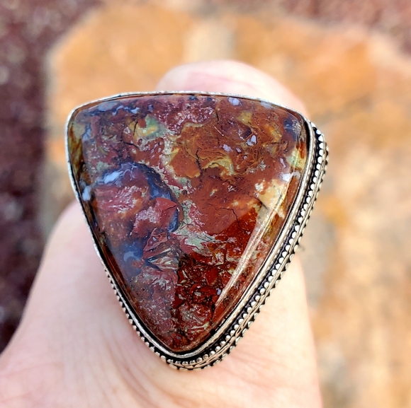 New Moroccan Seam Agate 925 Silver Ring. - Picture 3 of 16